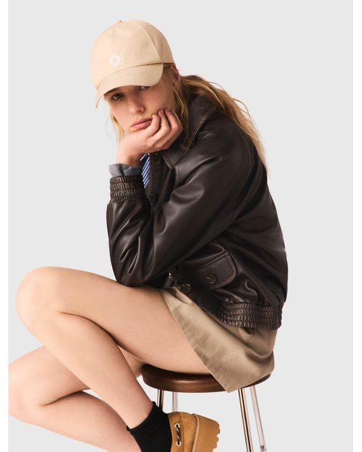 Maje Black Cropped Leather Jacket