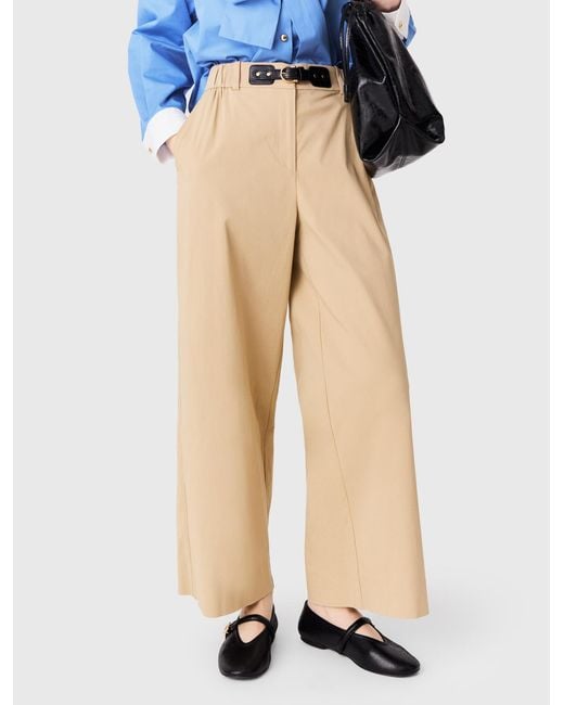 Maje Blue Wide-Leg Cotton Trousers
