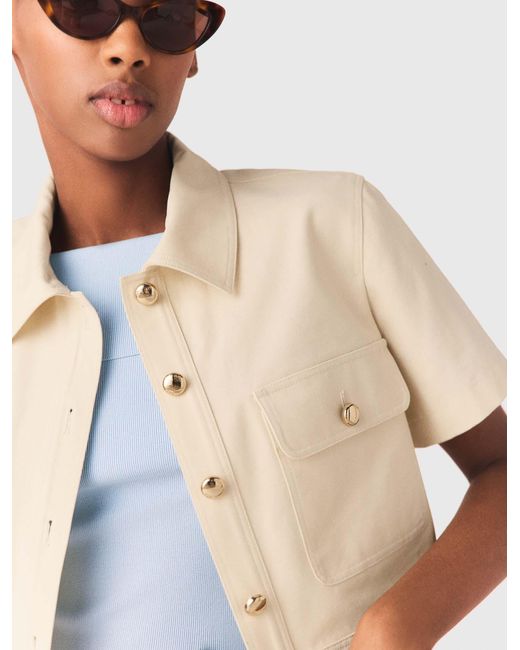 Maje White Short-Sleeved Cropped Jacket
