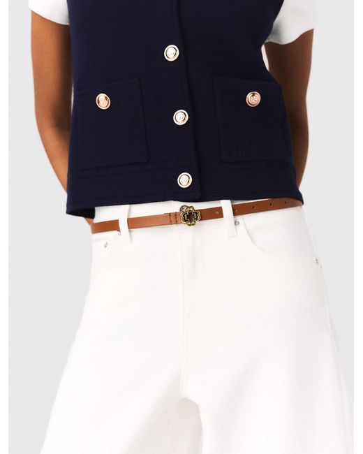 Maje White Polo Knit Cardigan