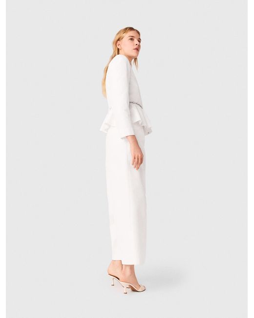 Maje White Cropped Jacket With Jewelled Belt