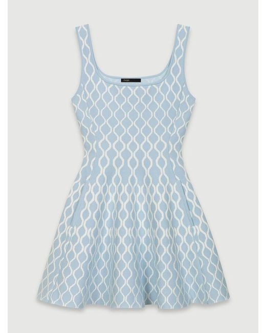 Maje Blue Kurzes Kleid Aus Jacquard-Strick
