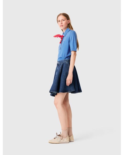 Maje Blue Short Flared Denim Skirt