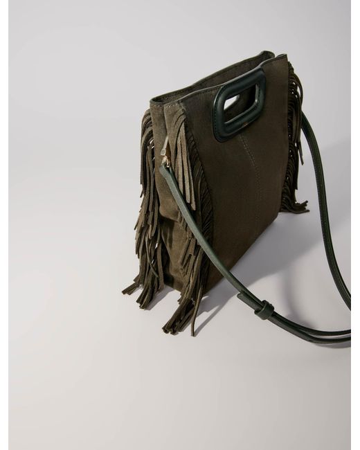 Maje Suede M Bag With Fringing in Green | Lyst UK