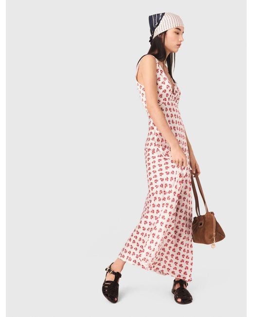 Maje Pink Patterned Silk Dress