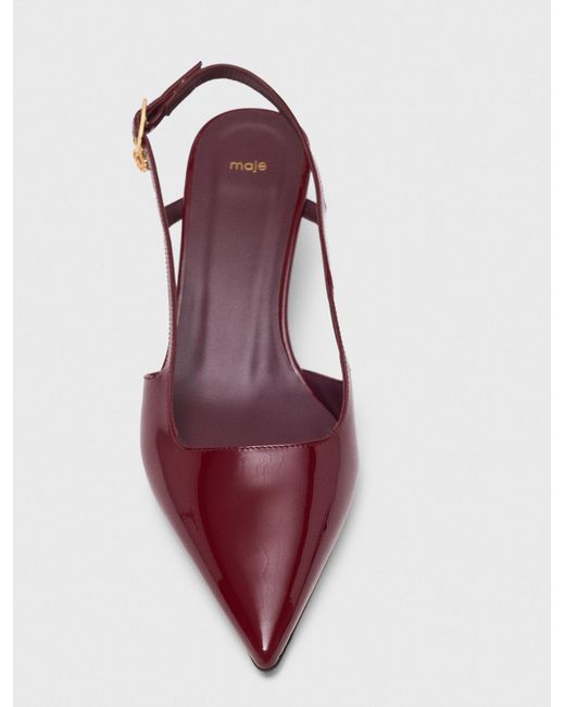 Maje Red Patent Leather Slingback Pumps