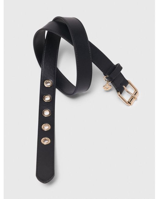 Maje Black Leather Belt With Miss M Buckle