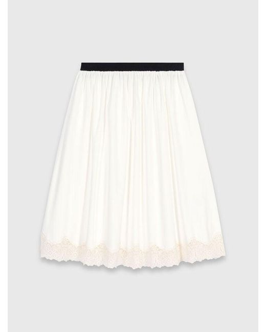 Maje Blue Mid-Length Cotton And Lace Skirt
