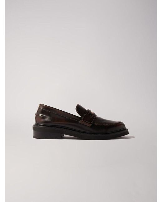 Maje Brown Brushed Leather Loafers