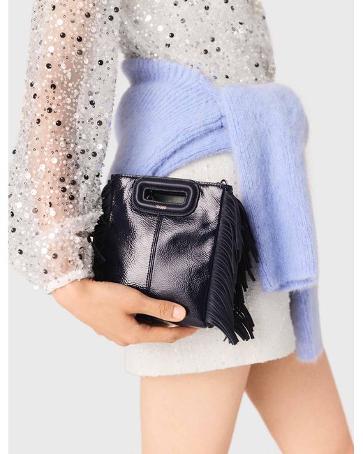 Maje Blue Naplak Leather M Mini Bag
