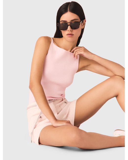 Maje Pink Tweed Shorts