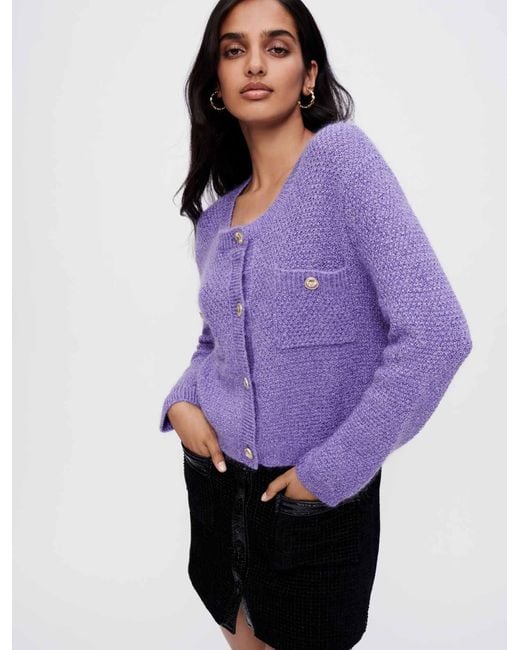 Purple short cardigan top