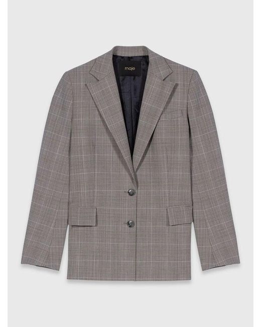 Maje White Checked Suit Jacket