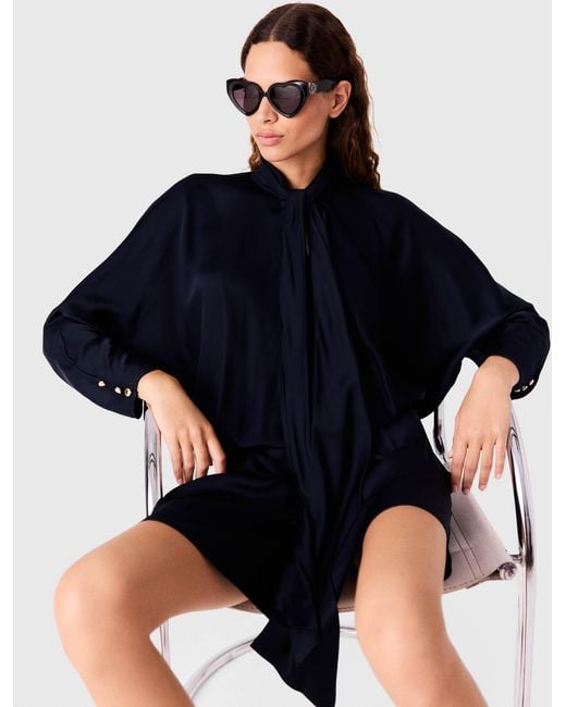 Maje Black Short Draped Satin Dress