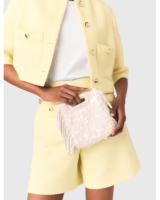 Maje White Sequinned M Mini Bag