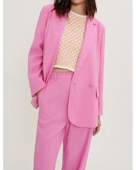 Maje Loose fitting Floaty Suit Jacket in Pink Lyst