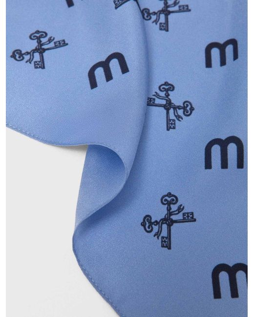 Maje Blue Equestrian Motif Silk Scarf