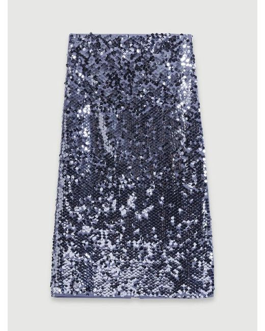 Jupe En Maille Ornée De Sequins Maje en coloris Blue