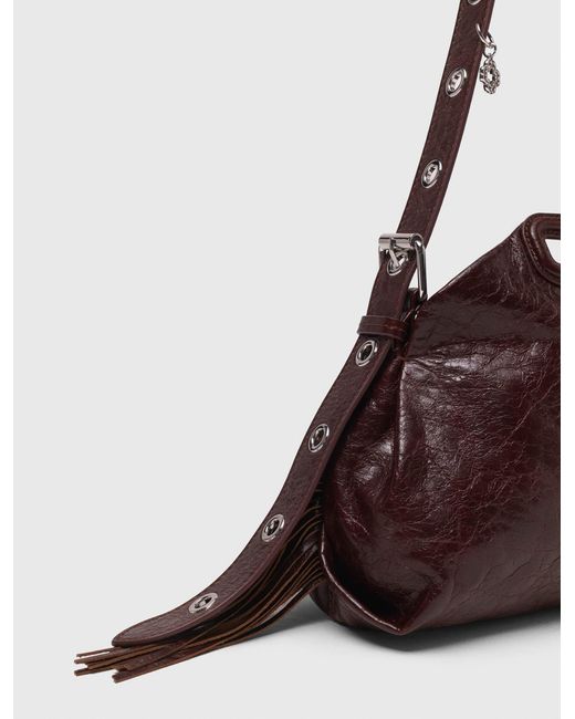 Maje Brown Crackled Leather Miss M Bag