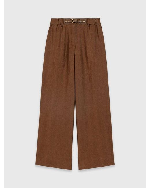 Maje White Linen-Blend Trousers