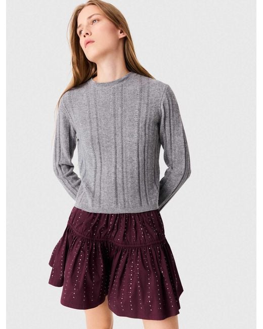 Maje Red Removable Poplin Collar Jumper