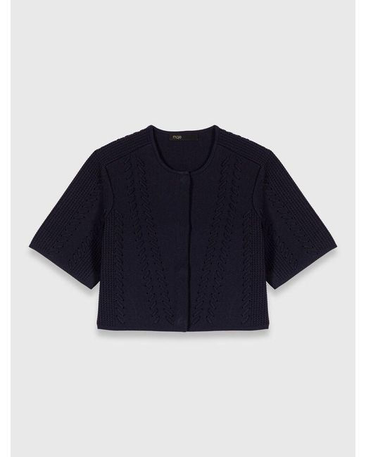 Maje Blue Cropped Cardigan