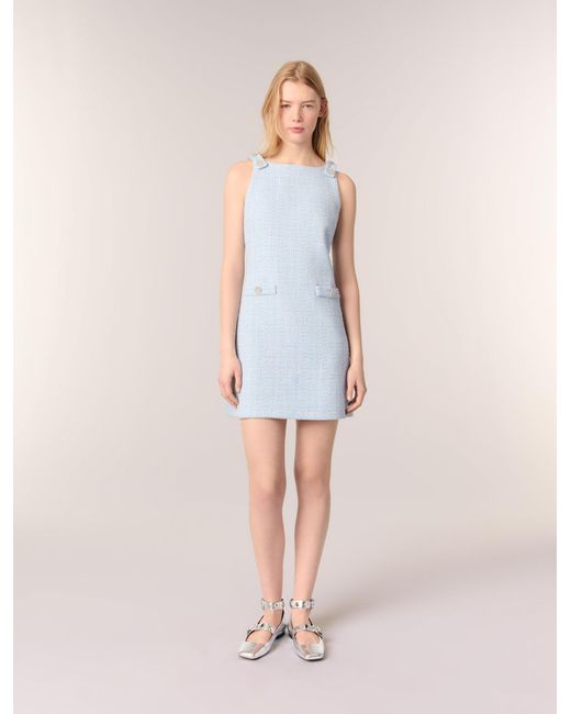 Maje Blue Short Tweed Dress