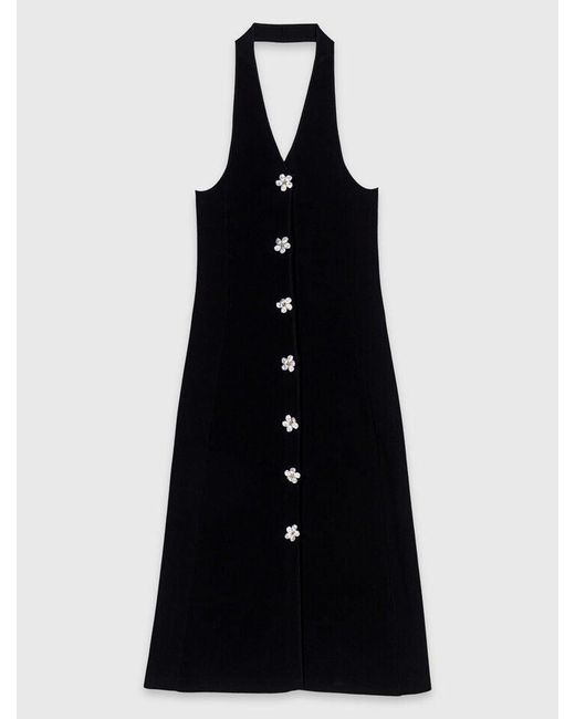 Maje Black Dress With Floral Jewel Details