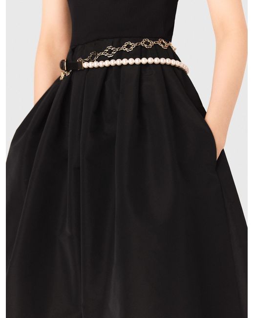Maje White Mixed-Material Taffeta Dress