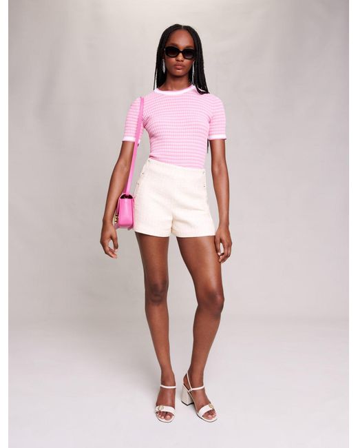 Maje Short sleeved Jumper in Pink Lyst UK