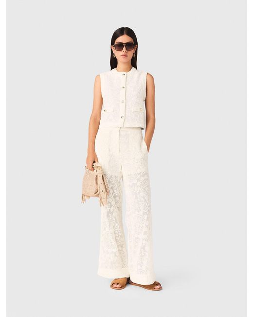 Maje White Guipure Lace Jacket