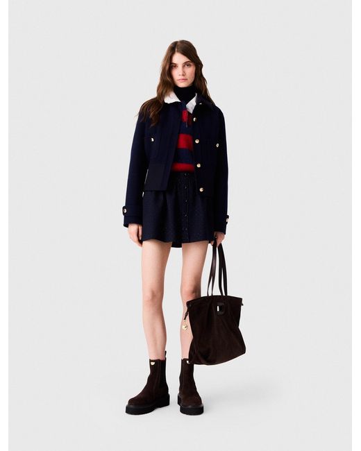 Maje Blue Short Double-Faced Jacket