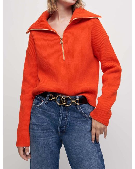Orange half zip sweater new arrivals