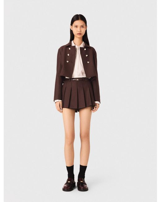 Maje Brown Short Double-Breasted Jacket