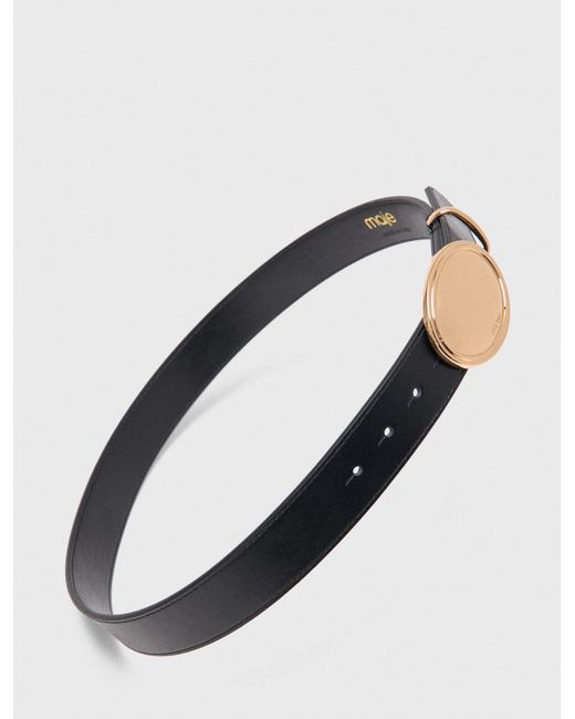 Maje White Leather Belt With Oval Buckle