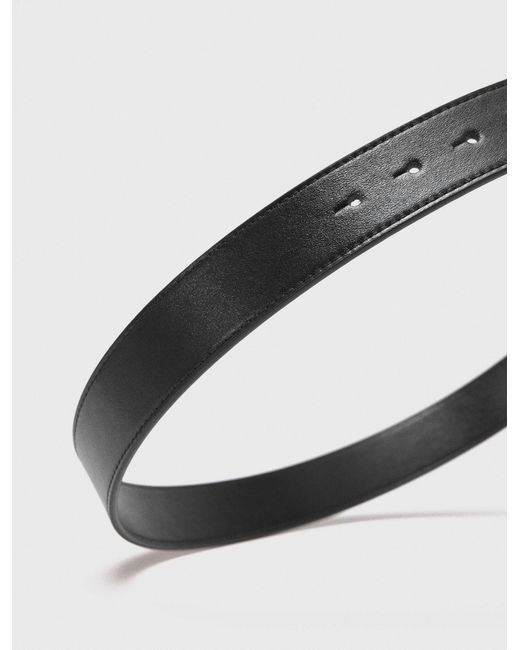 Maje White Leather Belt With Oval Buckle