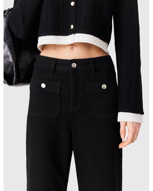 Maje White Straight-Leg Jeans With Patch Pockets