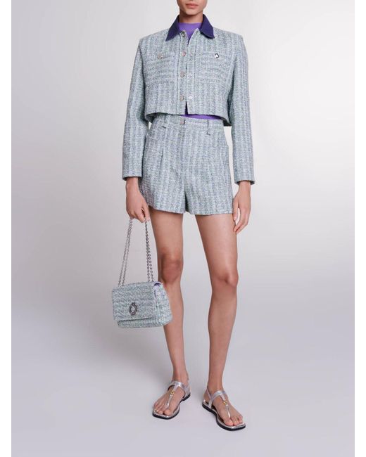 Maje Multicolor Contrast Tweed Cropped Jacket