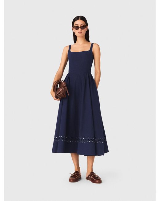 Maje Blue Flared Midi Dress