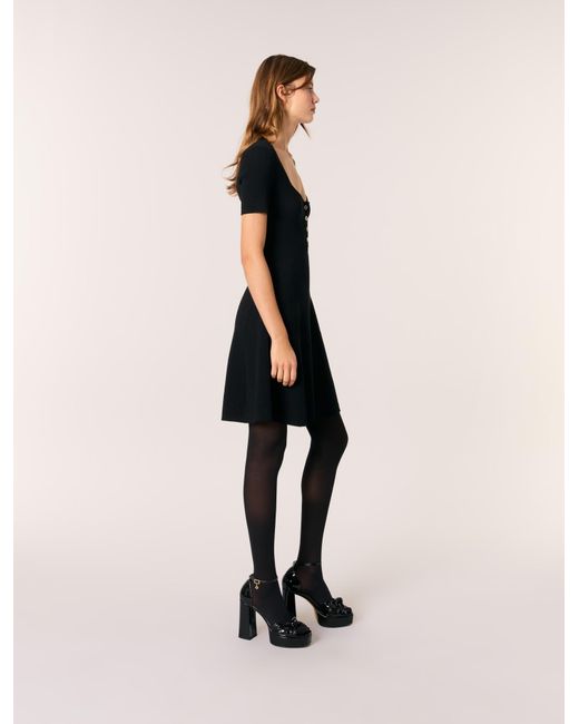 Maje Black Rib Knit Short Dress