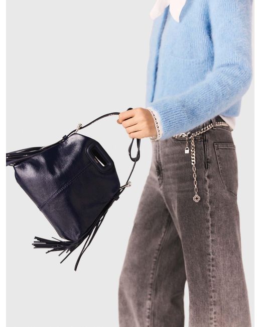 Maje Blue Naplak Leather Miss M Mini Bag