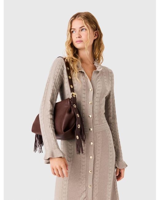 Maje Natural Textured Knit Maxi Dress