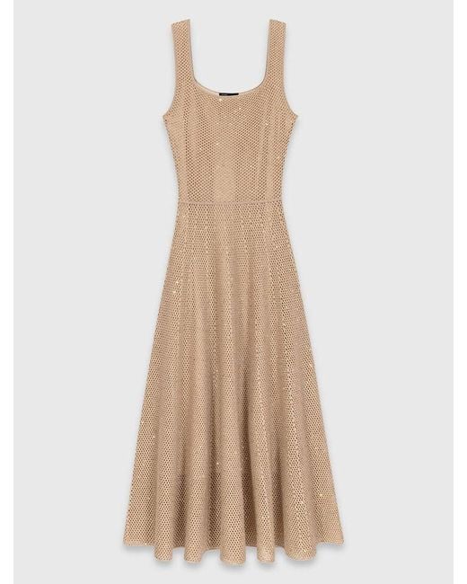 Maje Natural Rhinestone Knit Maxi Dress