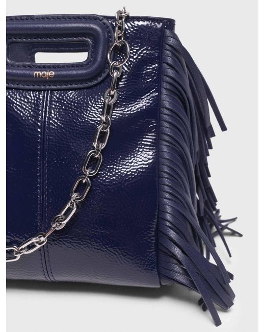 Maje Blue Naplak Leather M Mini Bag