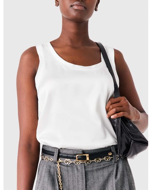 Maje White Silk Tank Top
