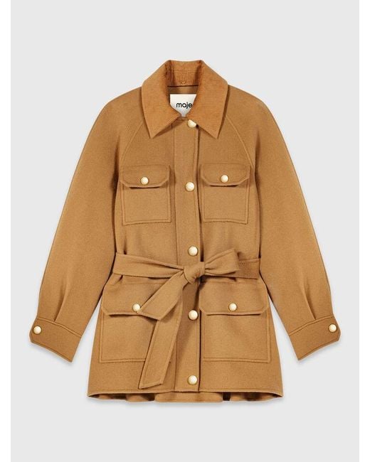 Maje Natural Mid-Length Wool Coat