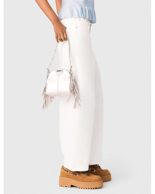 Maje White Ruffled Knit Top