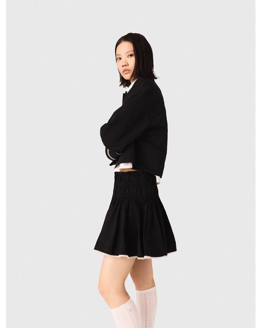 Maje Black Beaded Taffeta Skirt