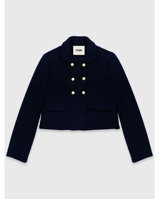 Maje Blue Short Tweed Jacket