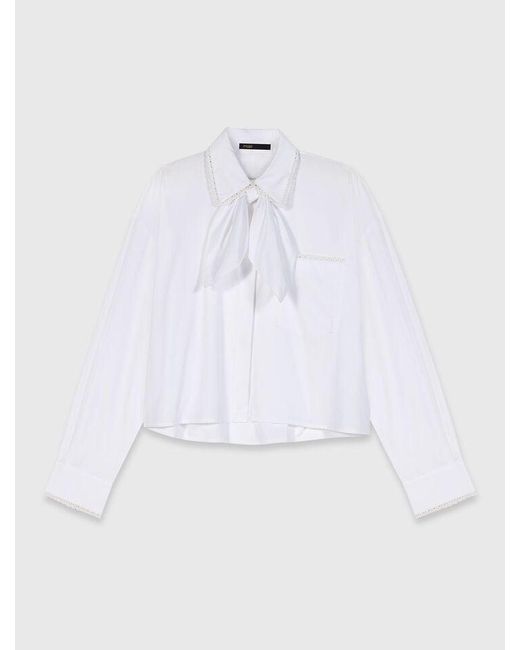 Maje White Crochet Collar Shirt